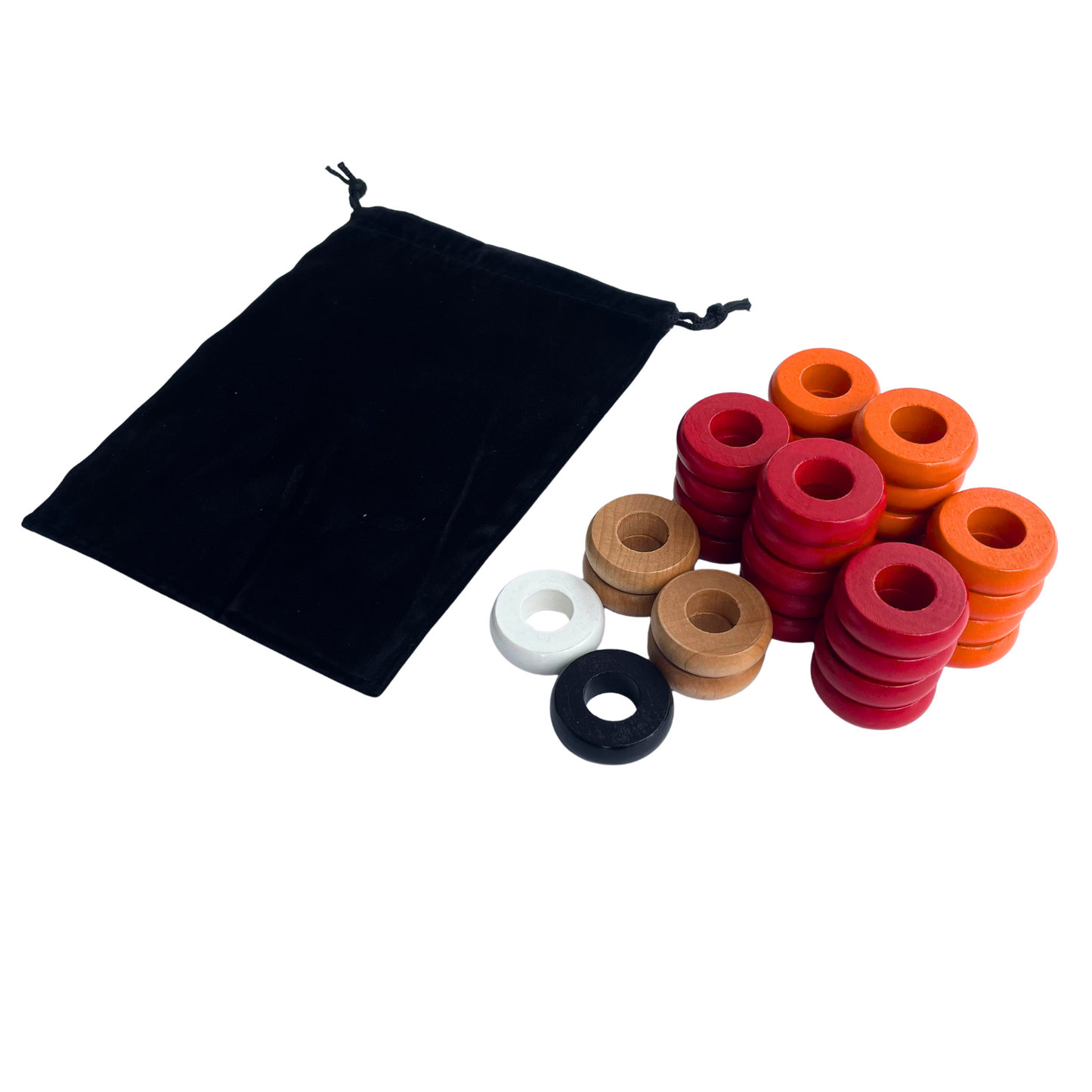 32 Red and Orange Carrom / Pichenotte Rings