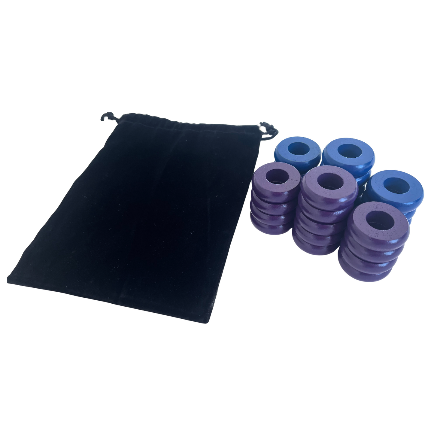 32 Blue and Purple Carrom / Pichenotte Rings
