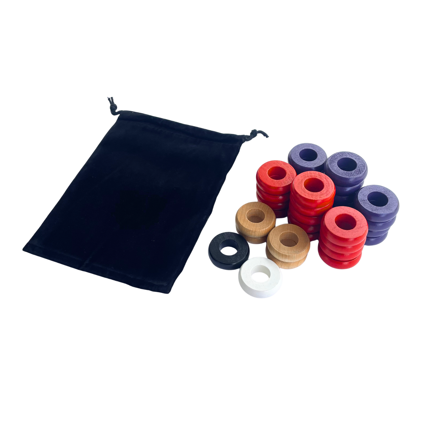 32 Red and Purple Carrom / Pichenotte Rings