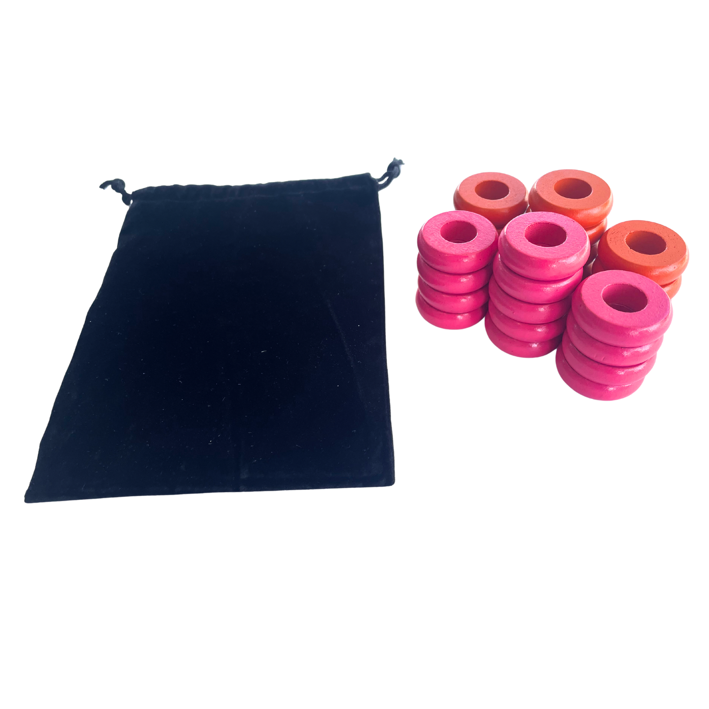 32 Orange and Pink Carrom / Pichenotte Rings