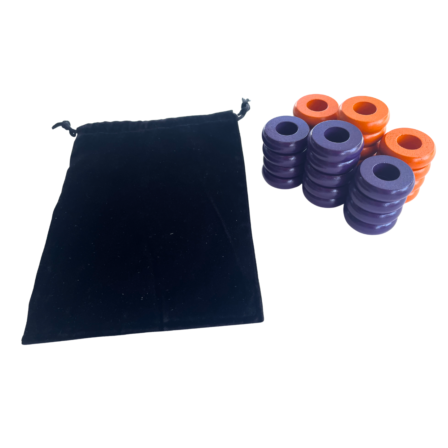 32 Orange and Purple Carrom / Pichenotte Rings