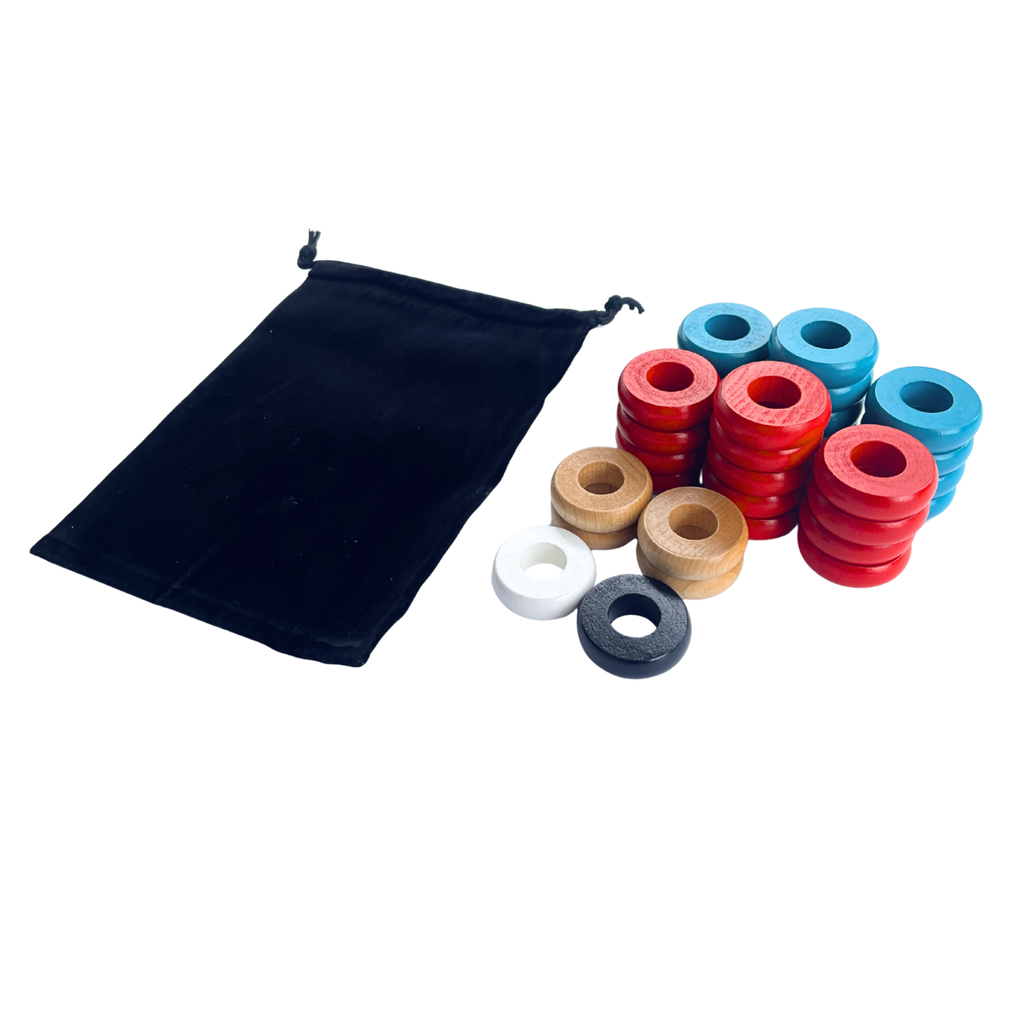 32 Red and Light Blue Carrom / Pichenotte Rings