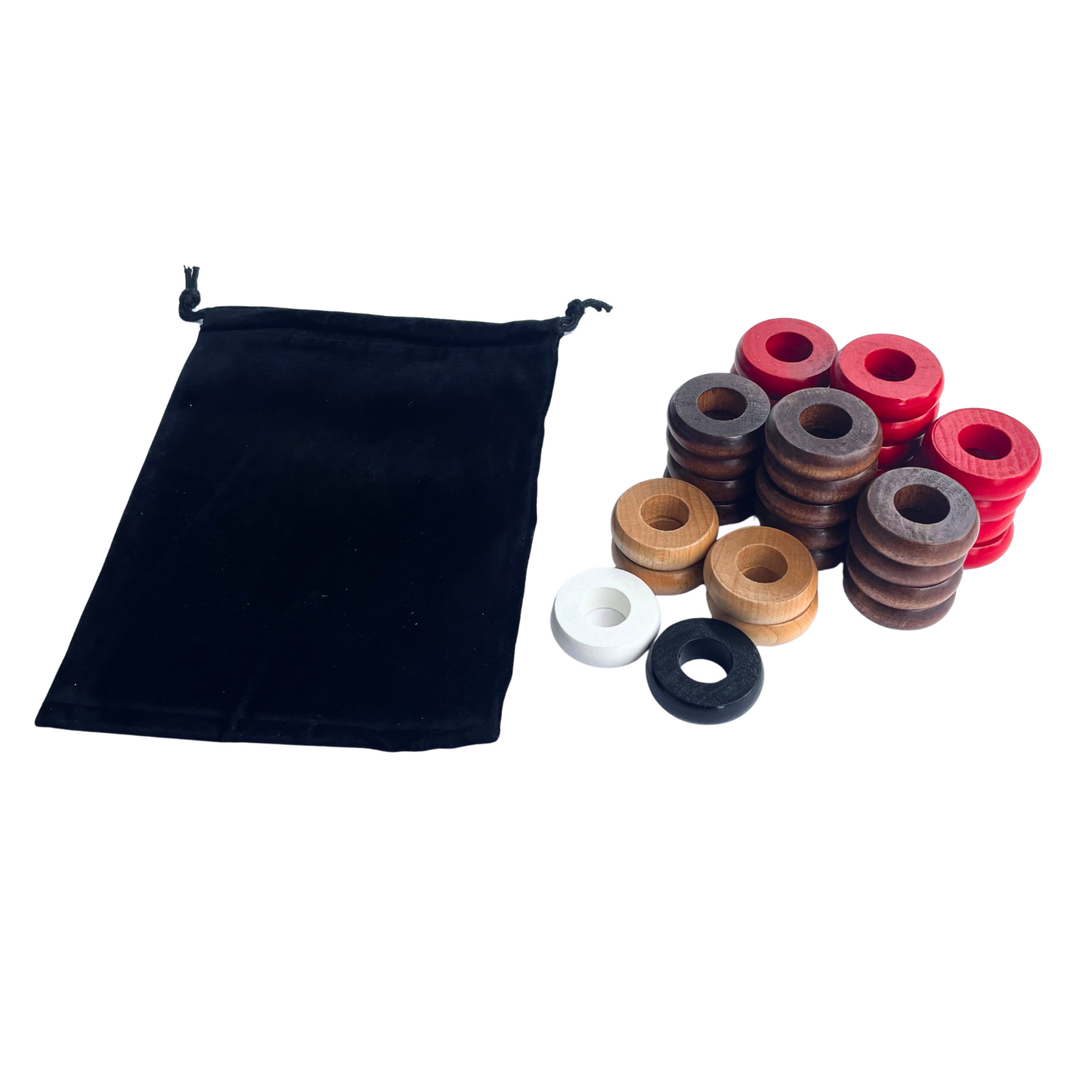 32 Red and Walnut Carrom / Pichenotte Rings