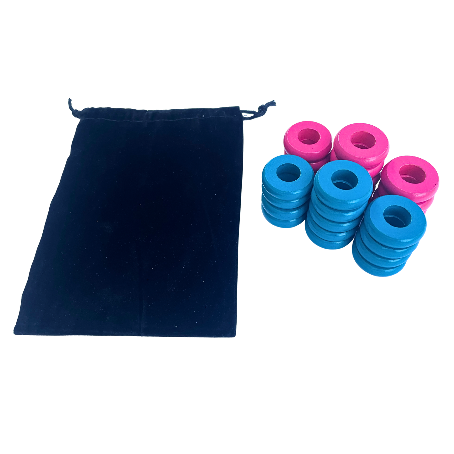 32 Pink and Light Blue Carrom / Pichenotte Rings