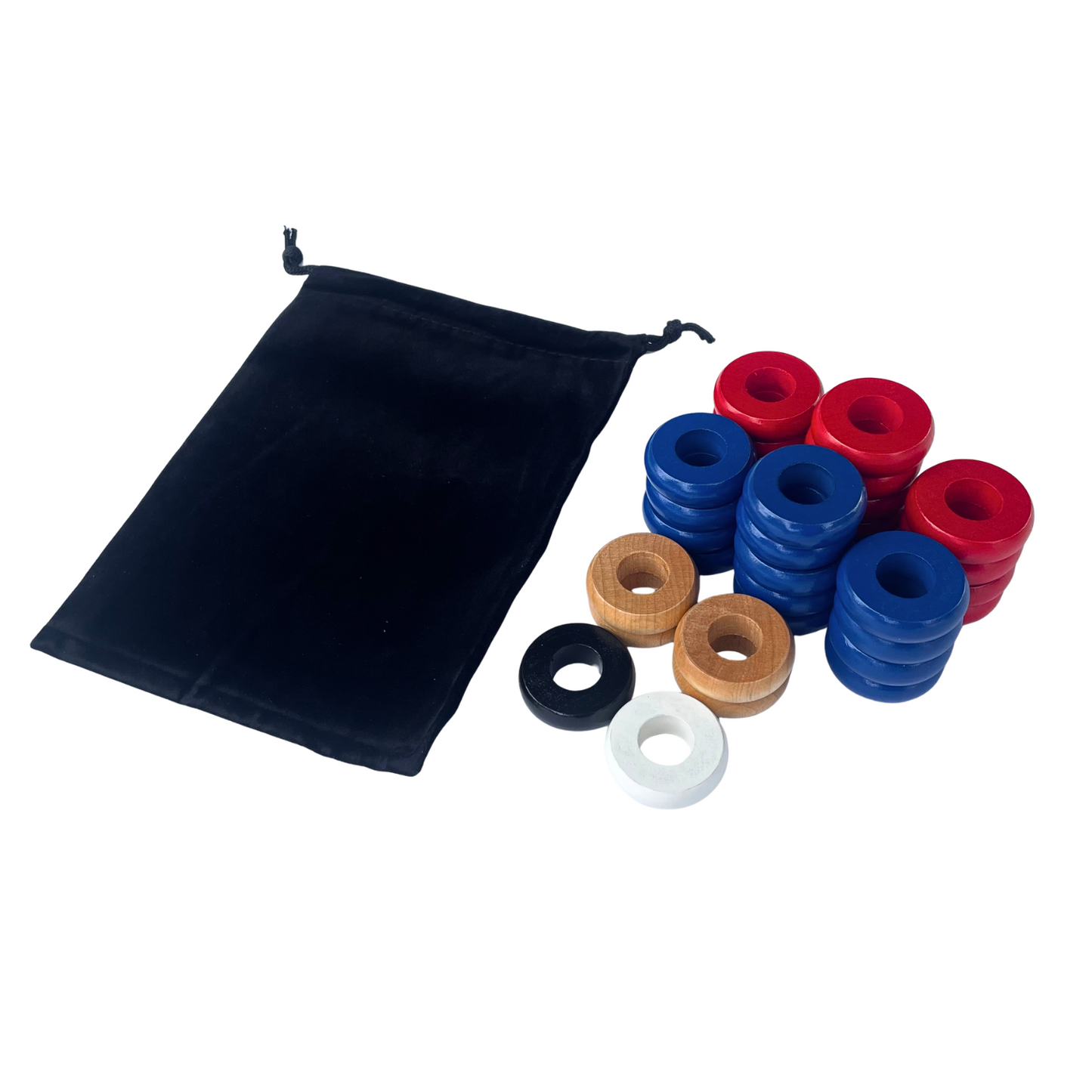 32 Red and Blue Carrom / Pichenotte Rings