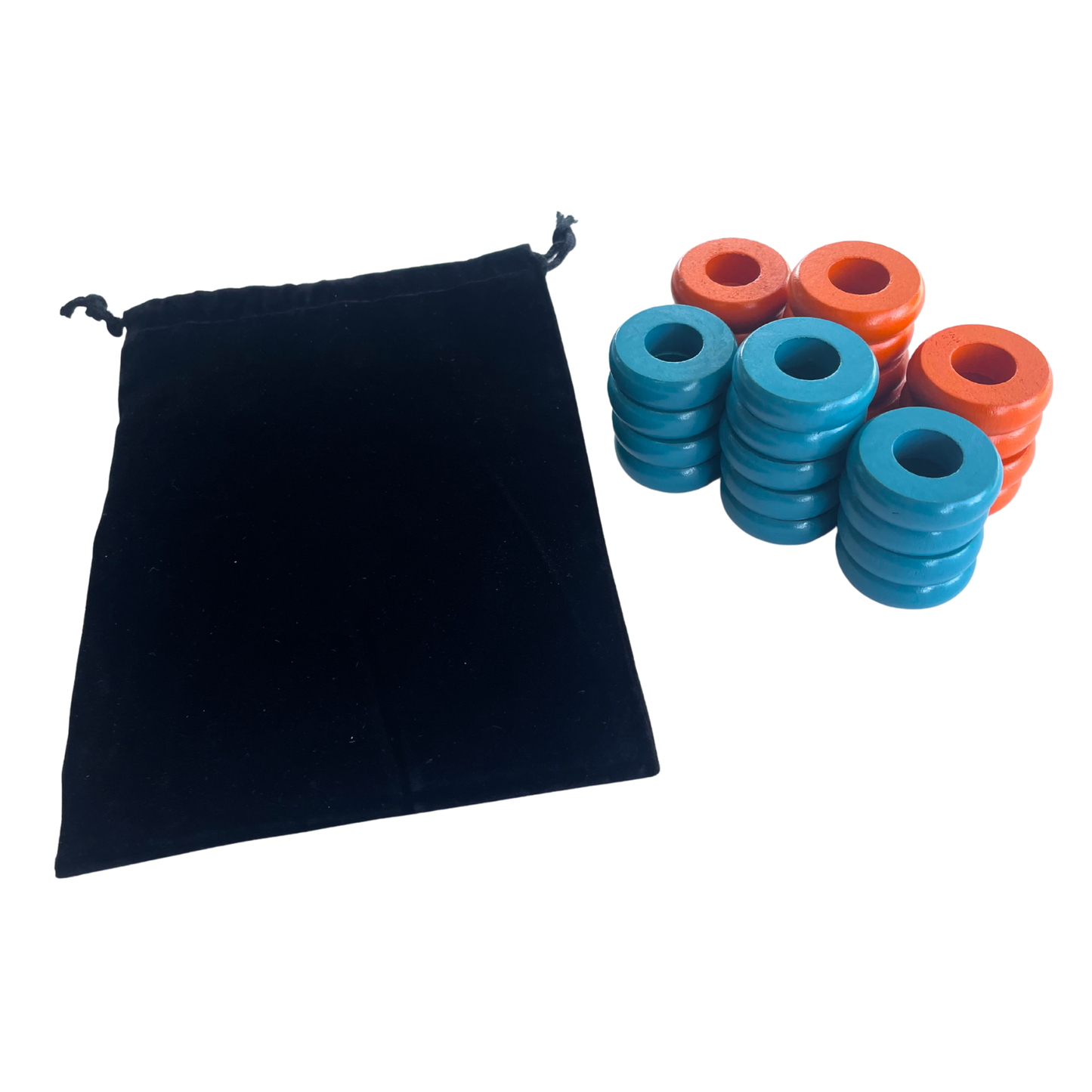 32 Orange and Light Blue Carrom / Pichenotte Rings