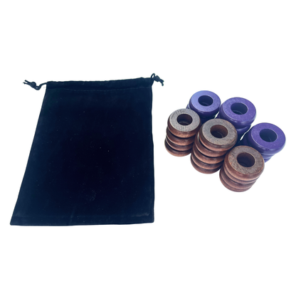 32 Purple and Walnut Carrom / Pichenotte Rings