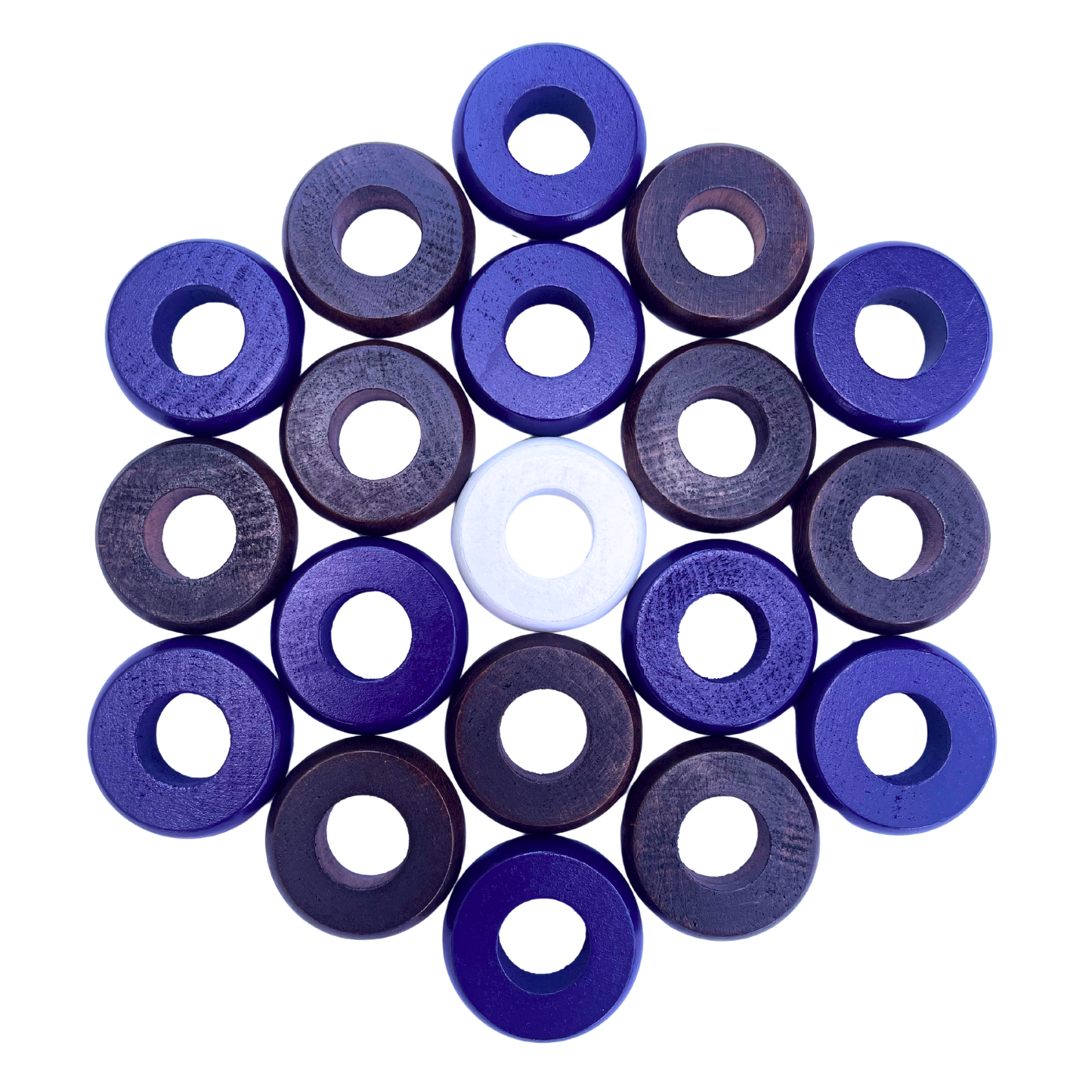32 Purple and Walnut Carrom / Pichenotte Rings