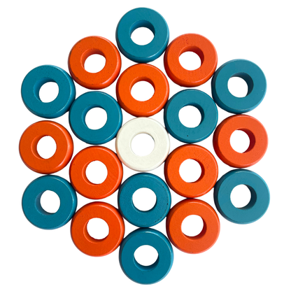 32 Orange and Light Blue Carrom / Pichenotte Rings