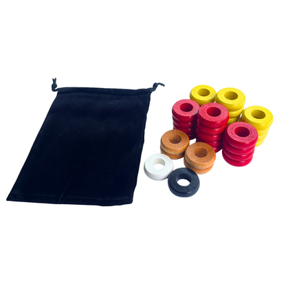 32 Red and Yellow Carrom / Pichenotte Rings