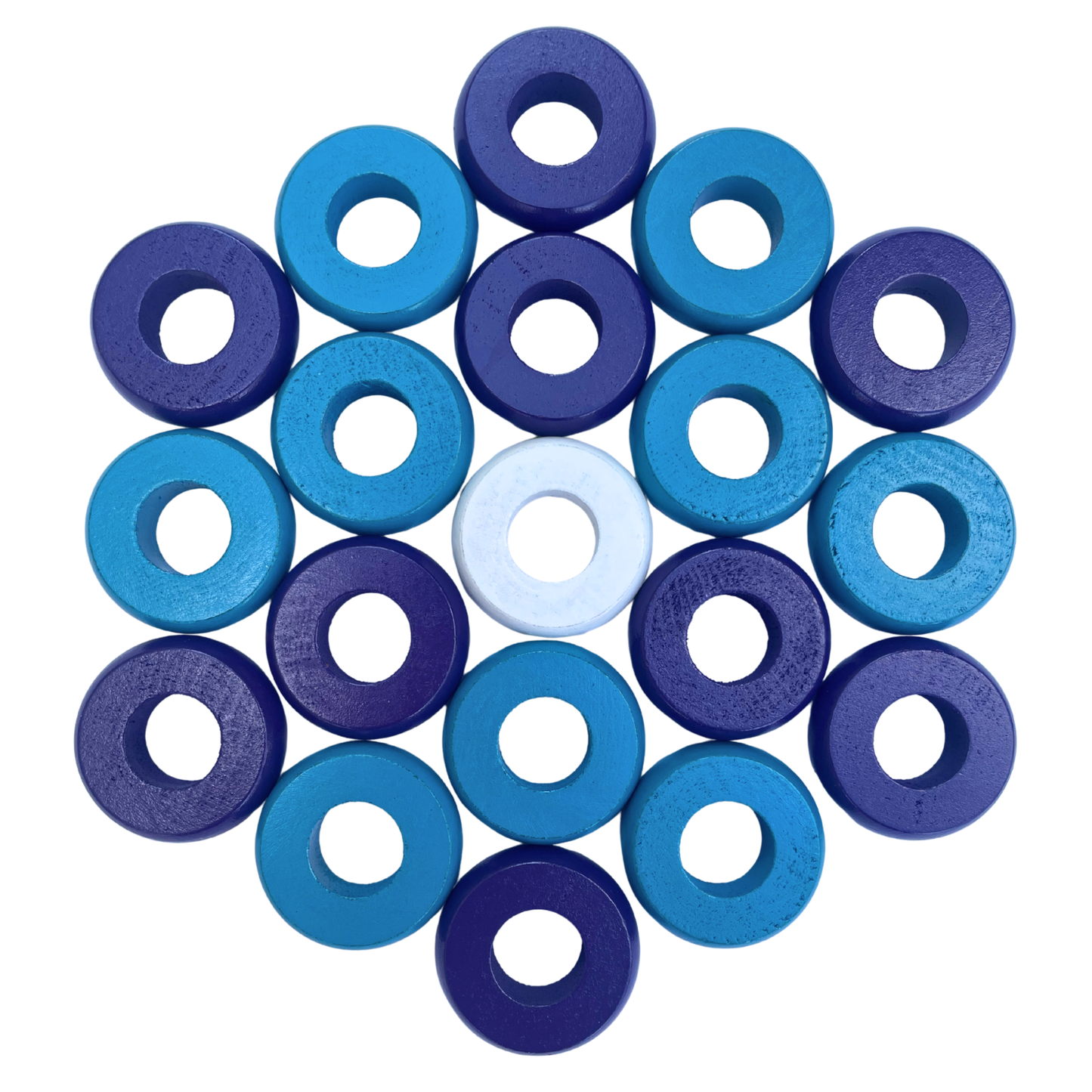 32 Purple and Light Blue Carrom / Pichenotte Rings