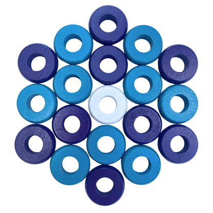 32 Purple and Light Blue Carrom / Pichenotte Rings