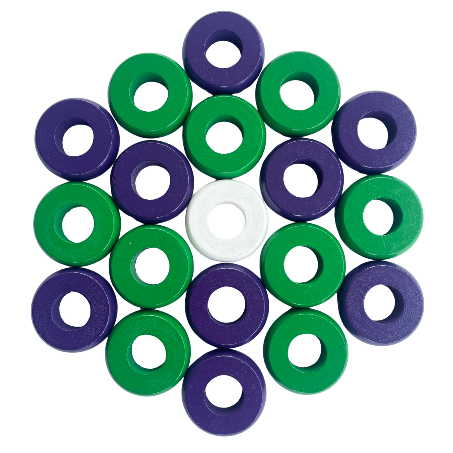 32 Green and Purple Carrom / Pichenotte Rings