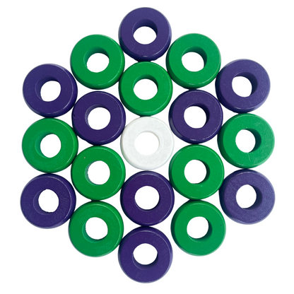 32 Green and Purple Carrom / Pichenotte Rings