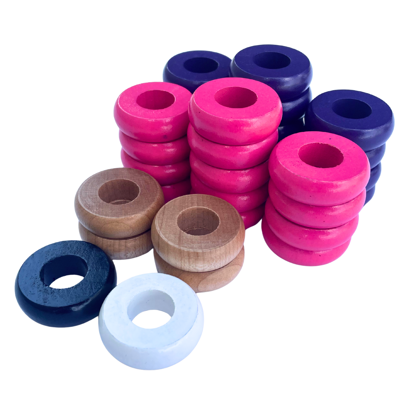 32 Purple and Pink Carrom / Pichenotte Rings