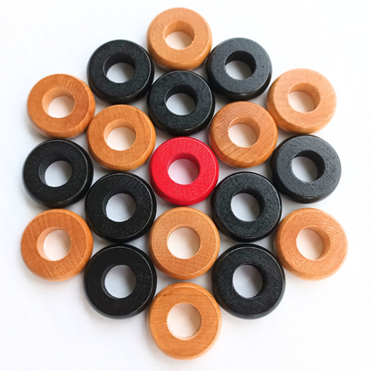 30 Traditional Carrom Board Game Coins (13 Black Coins / 13 Natural Coins / 2 Red Queens / 2 White Strikers)