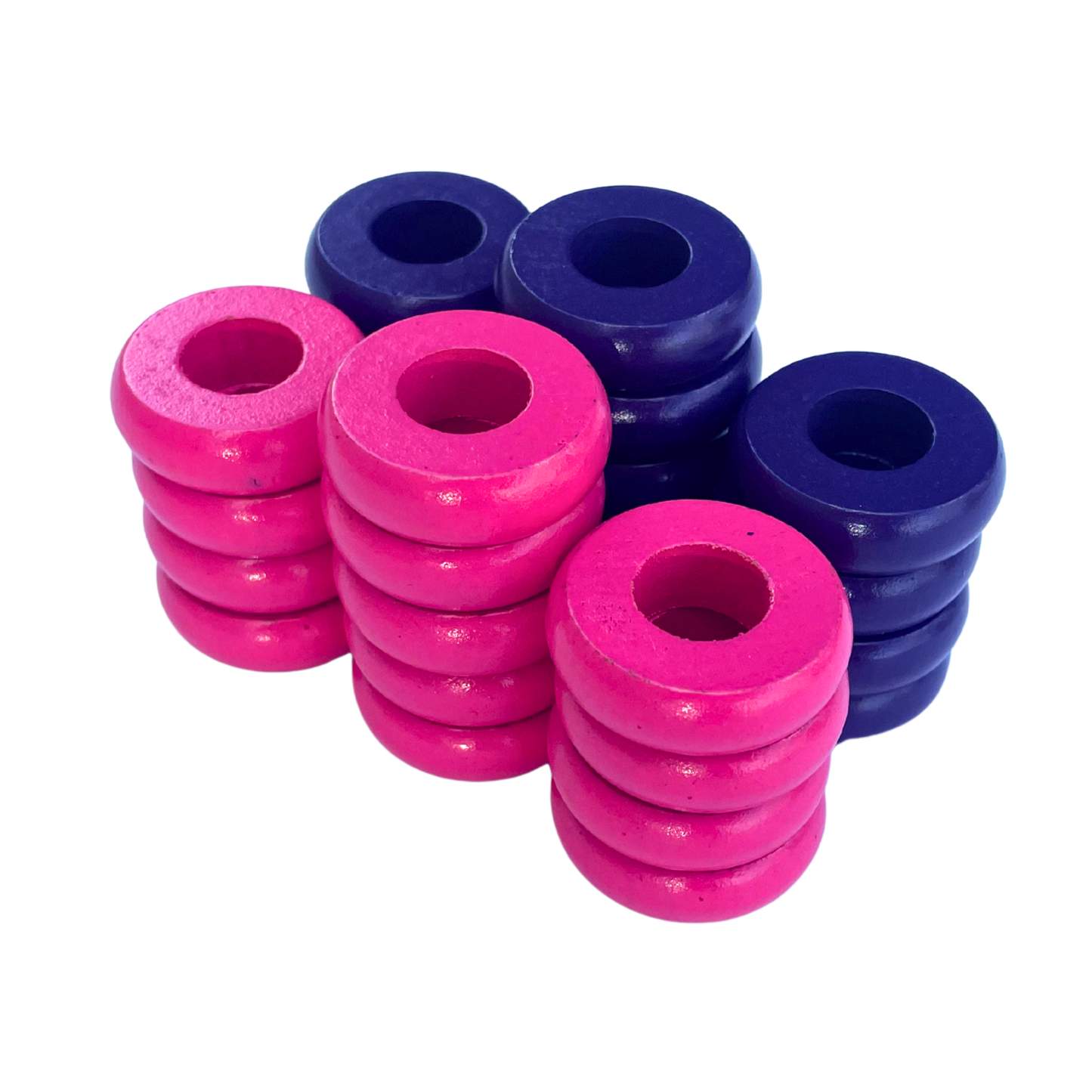 32 Purple and Pink Carrom / Pichenotte Rings