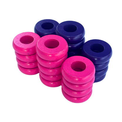 32 Purple and Pink Carrom / Pichenotte Rings