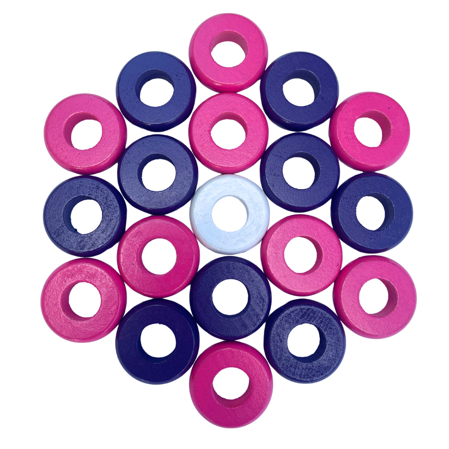 32 Purple and Pink Carrom / Pichenotte Rings