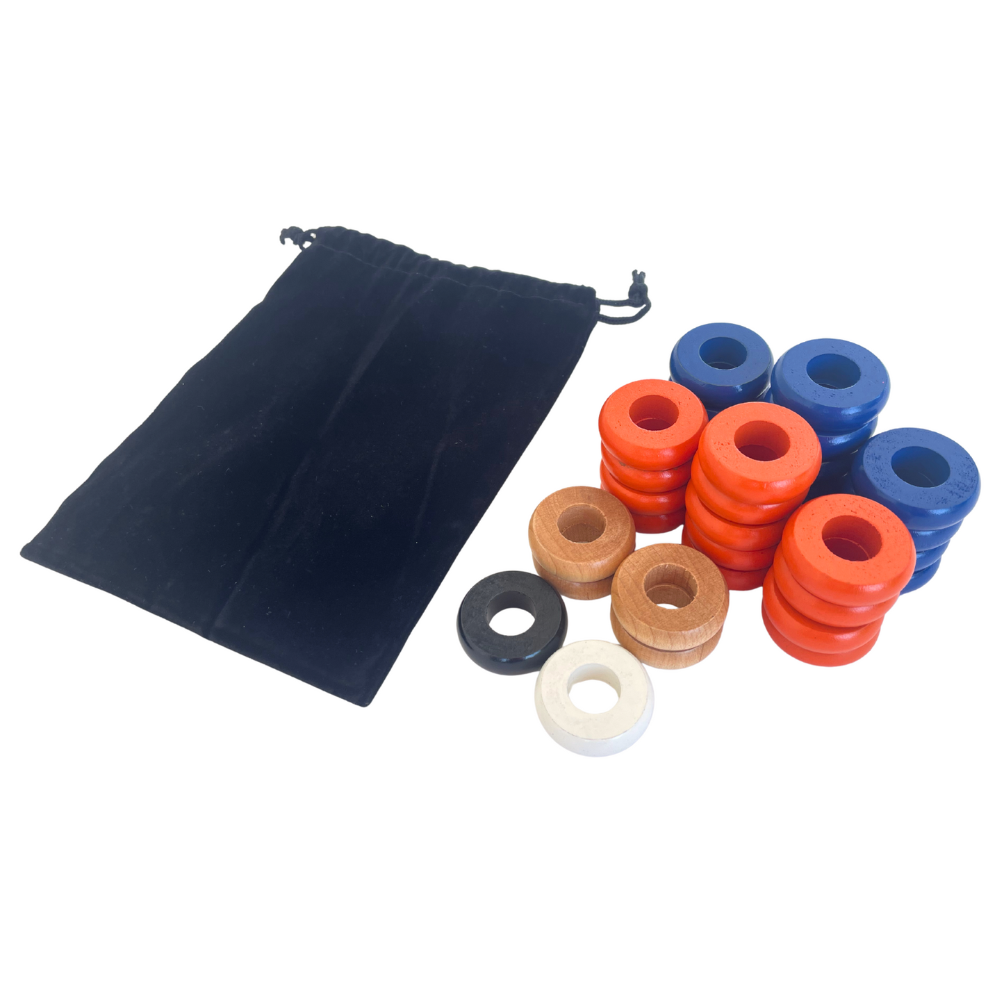 32 Blue and Orange Carrom / Pichenotte Rings