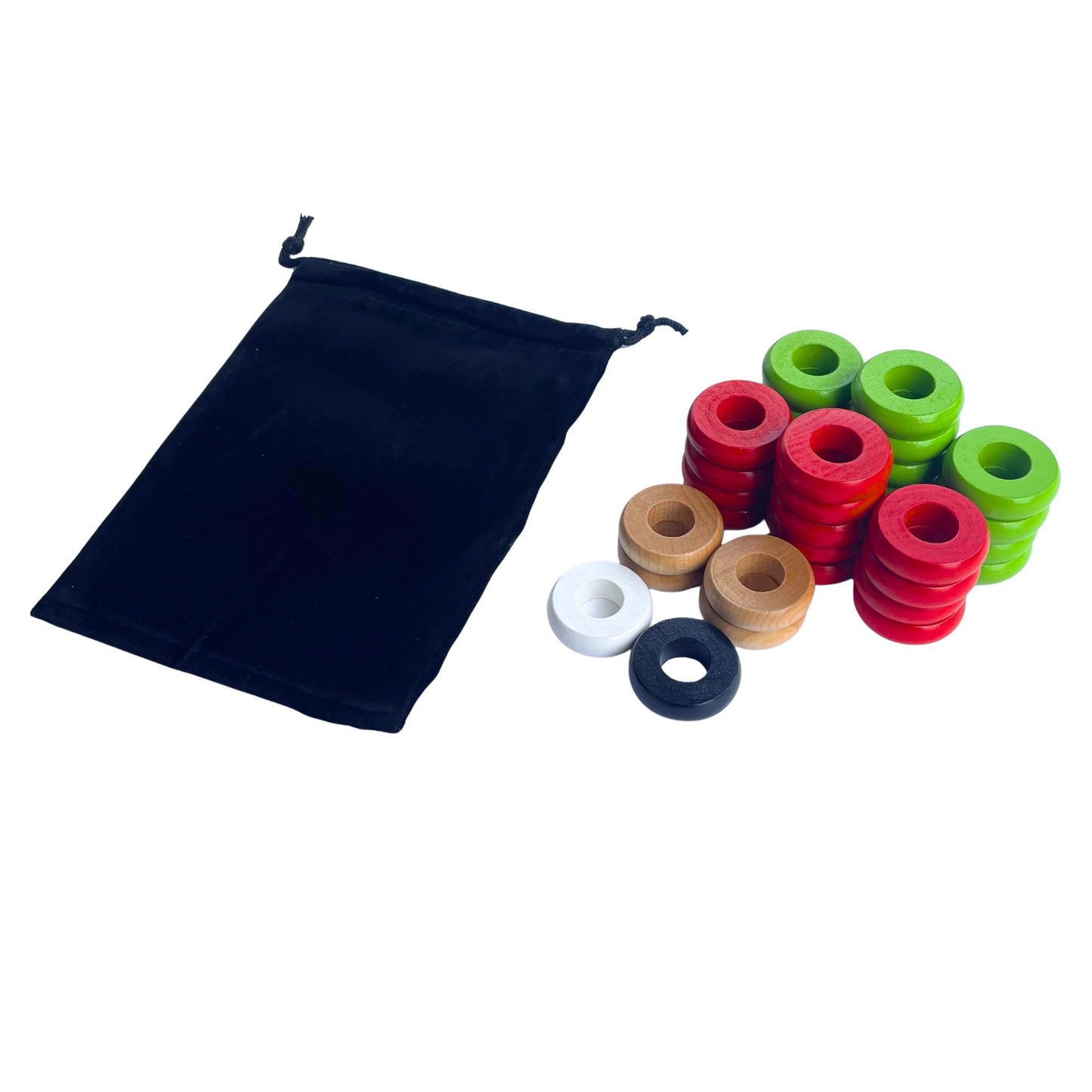 32 Red and Lime Green Carrom / Pichenotte Rings