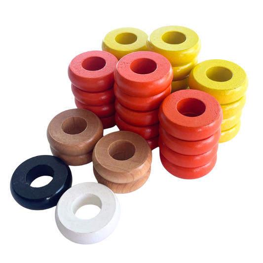 32 Orange and Yellow Carrom / Pichenotte Rings
