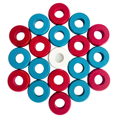 32 Red and Light Blue Carrom / Pichenotte Rings