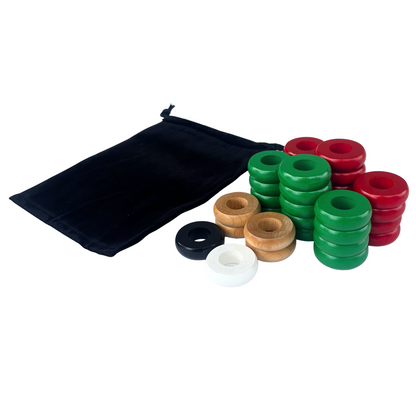 32 Red and Green Carrom / Pichenotte Rings