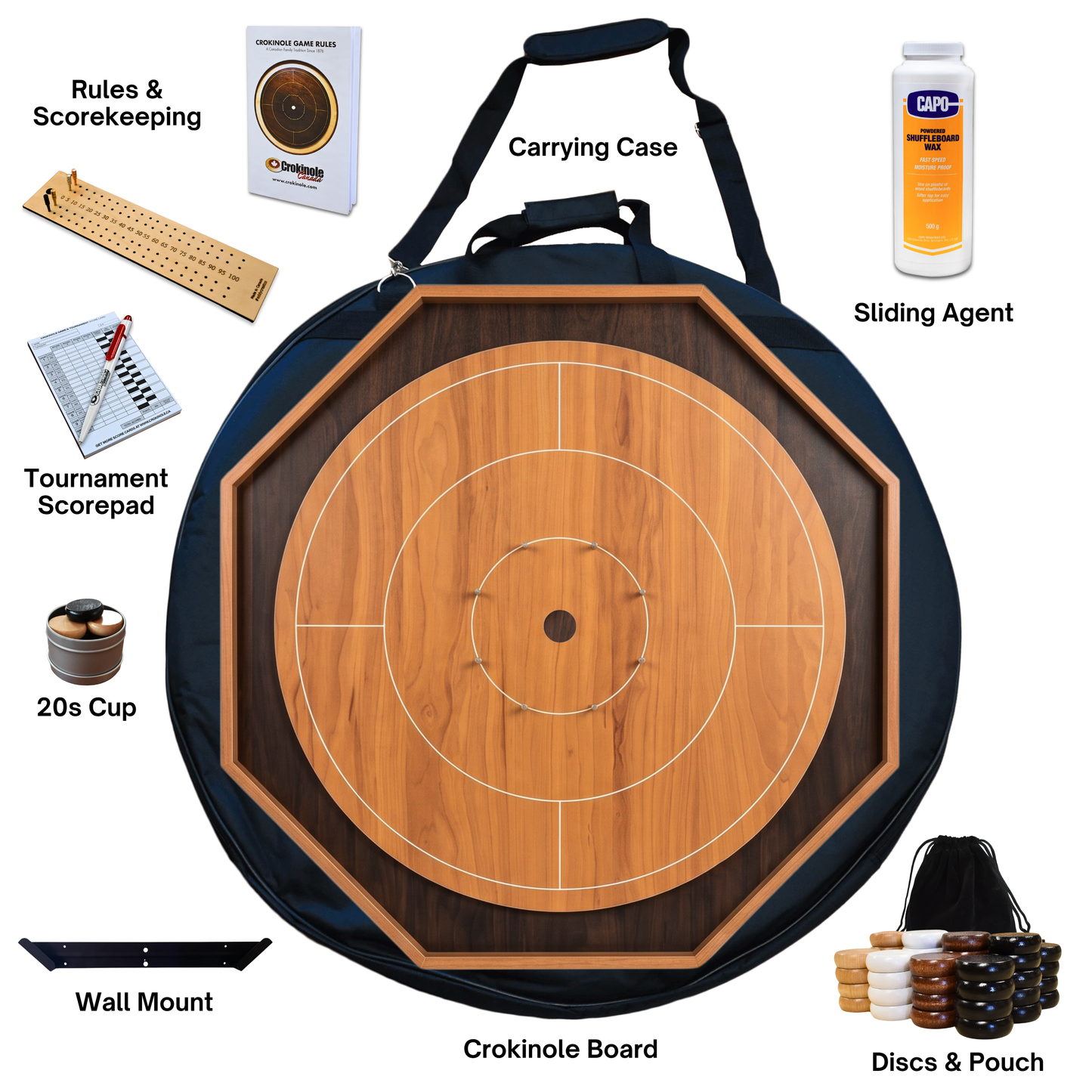 The Crokinole King Bundle - Large Octagonal Crokinole Board - Tournament Size Playing Surface (Copy)