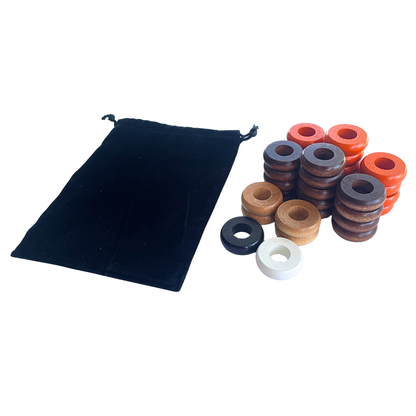 32 Orange and Walnut Carrom / Pichenotte Rings