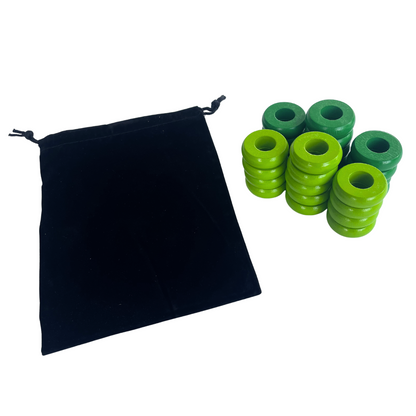 32 Green and Lime Green Carrom / Pichenotte Rings