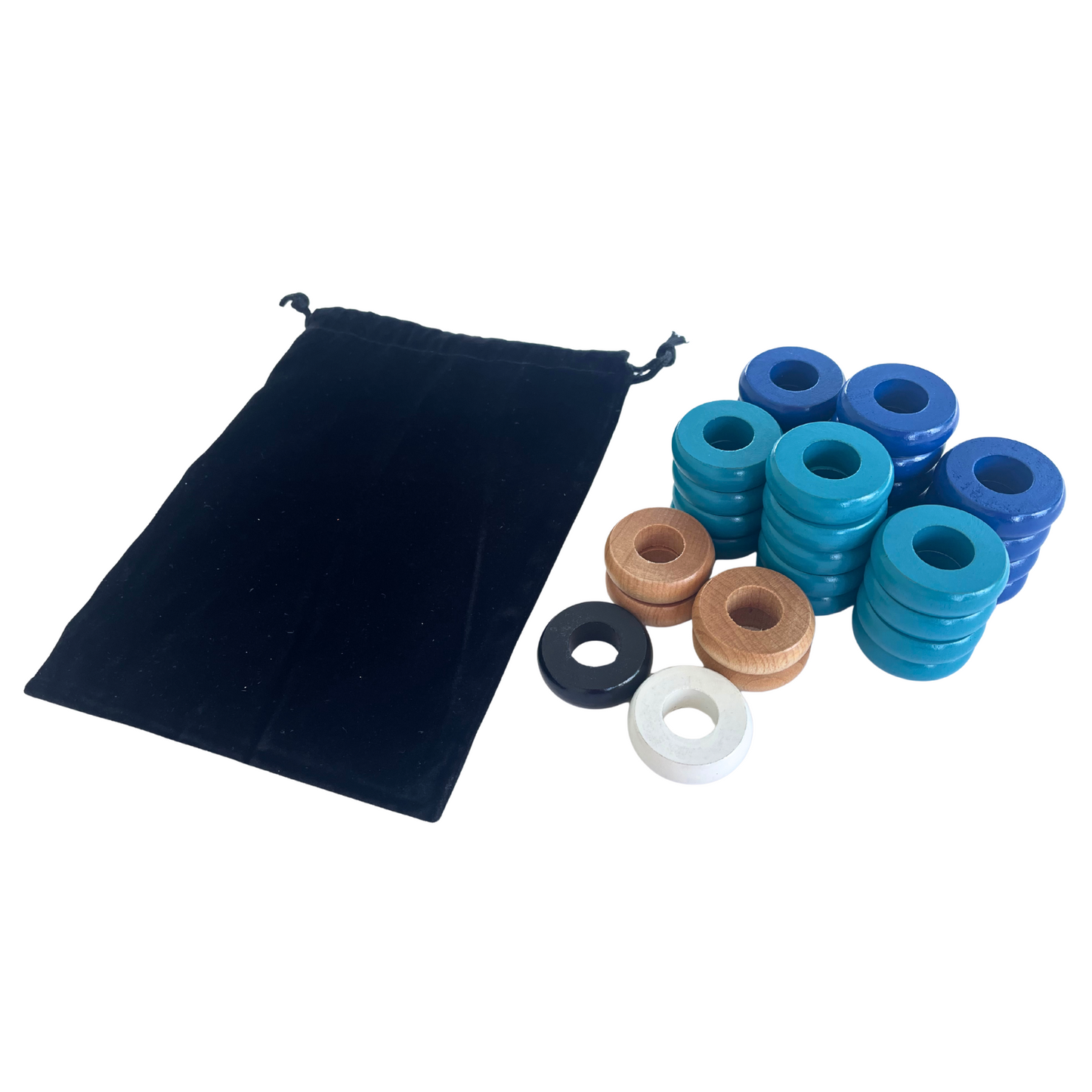 32 Blue and Light Blue Carrom / Pichenotte Rings