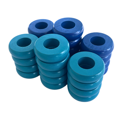 32 Blue and Light Blue Carrom / Pichenotte Rings