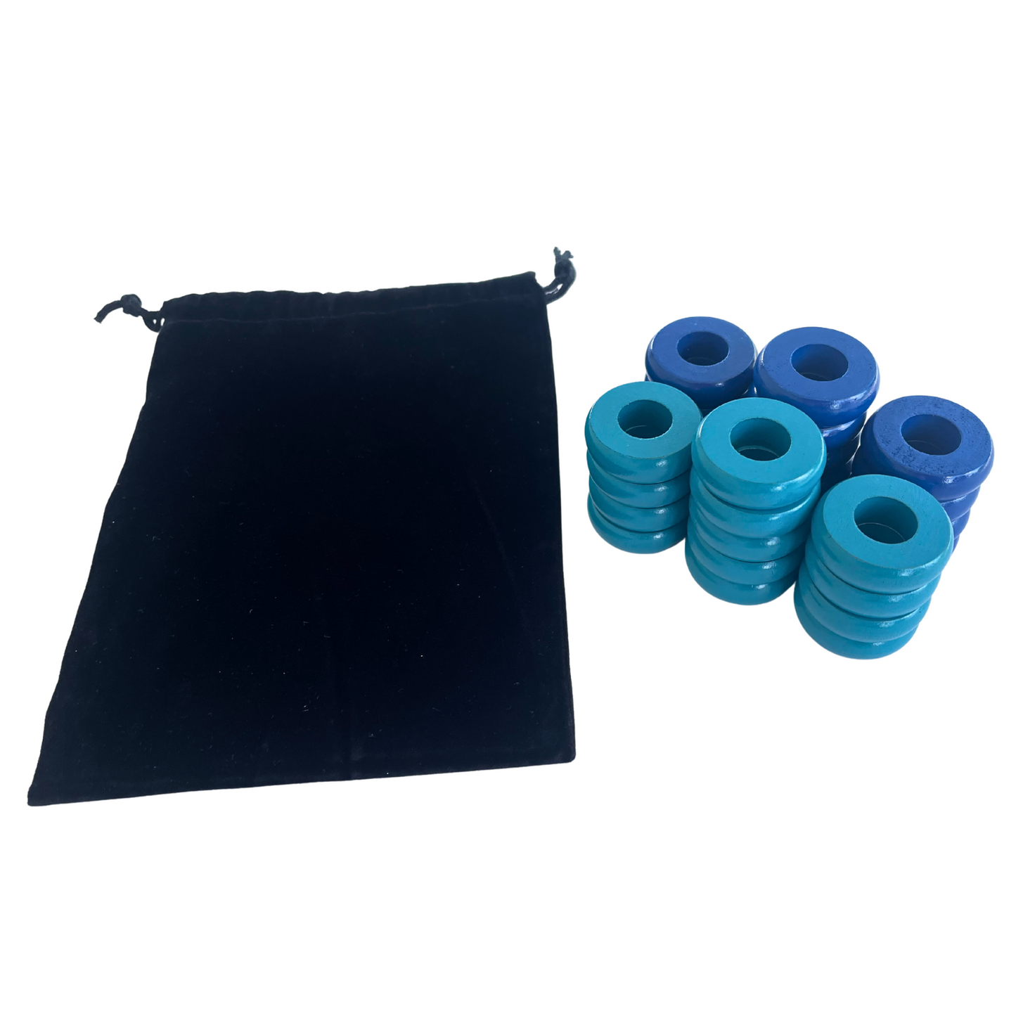 32 Blue and Light Blue Carrom / Pichenotte Rings