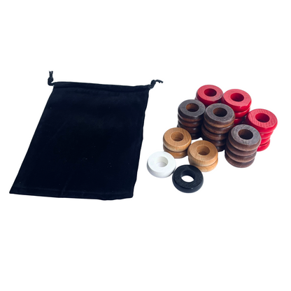 32 Red and Walnut Carrom / Pichenotte Rings