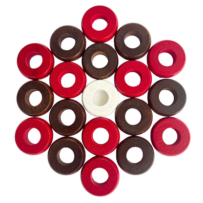 32 Red and Walnut Carrom / Pichenotte Rings
