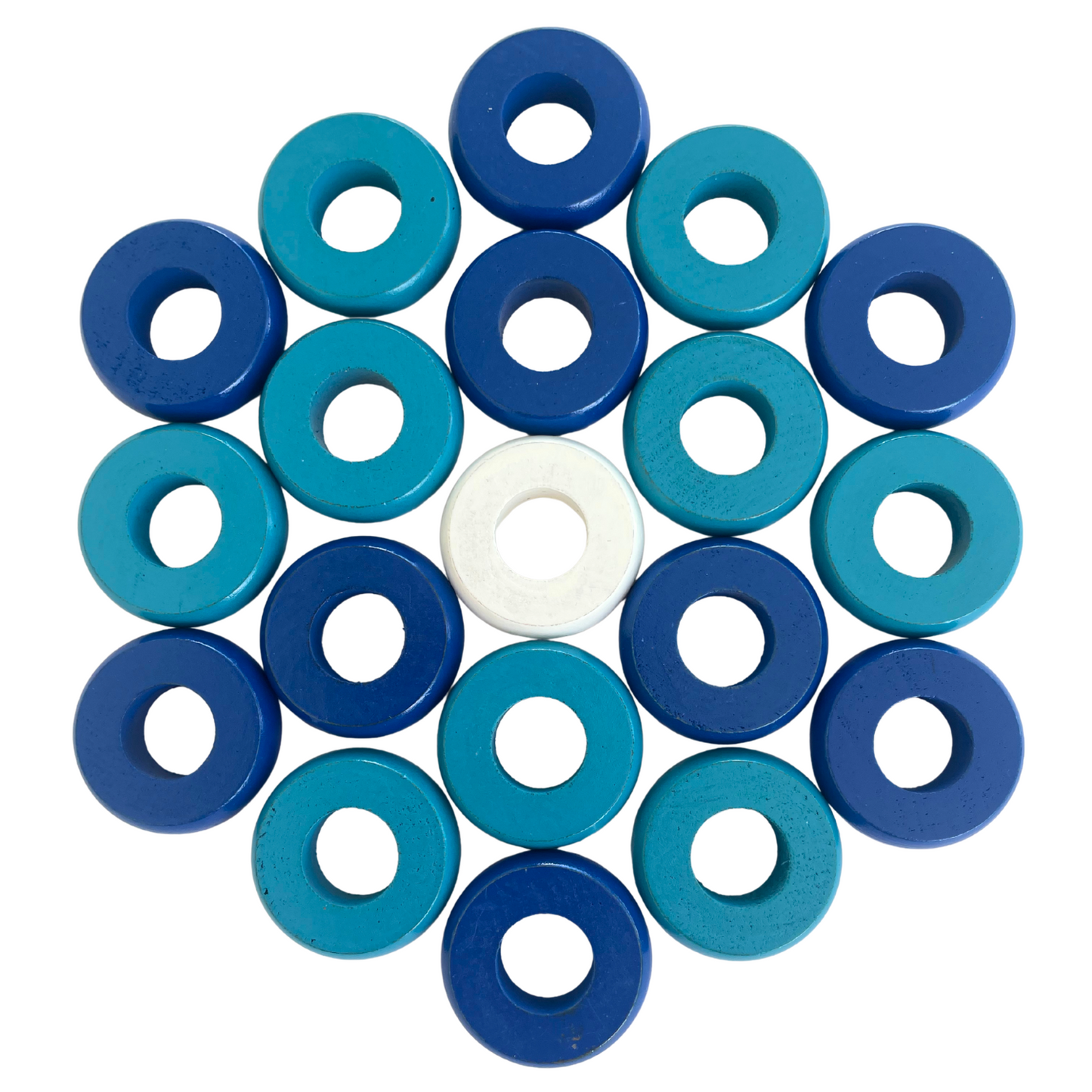 32 Blue and Light Blue Carrom / Pichenotte Rings