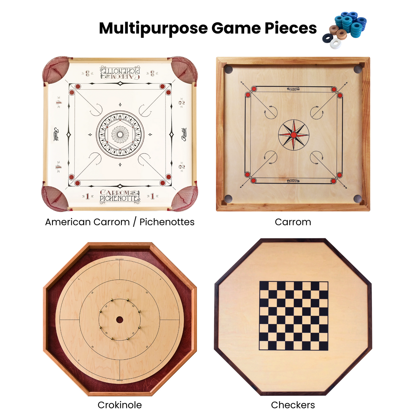 32 Blue and Light Blue Carrom / Pichenotte Rings