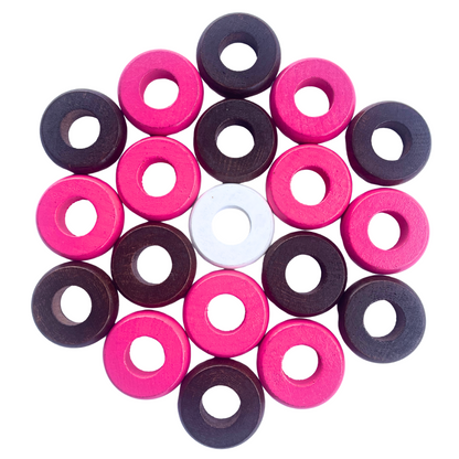32 Pink and Walnut Carrom / Pichenotte Rings