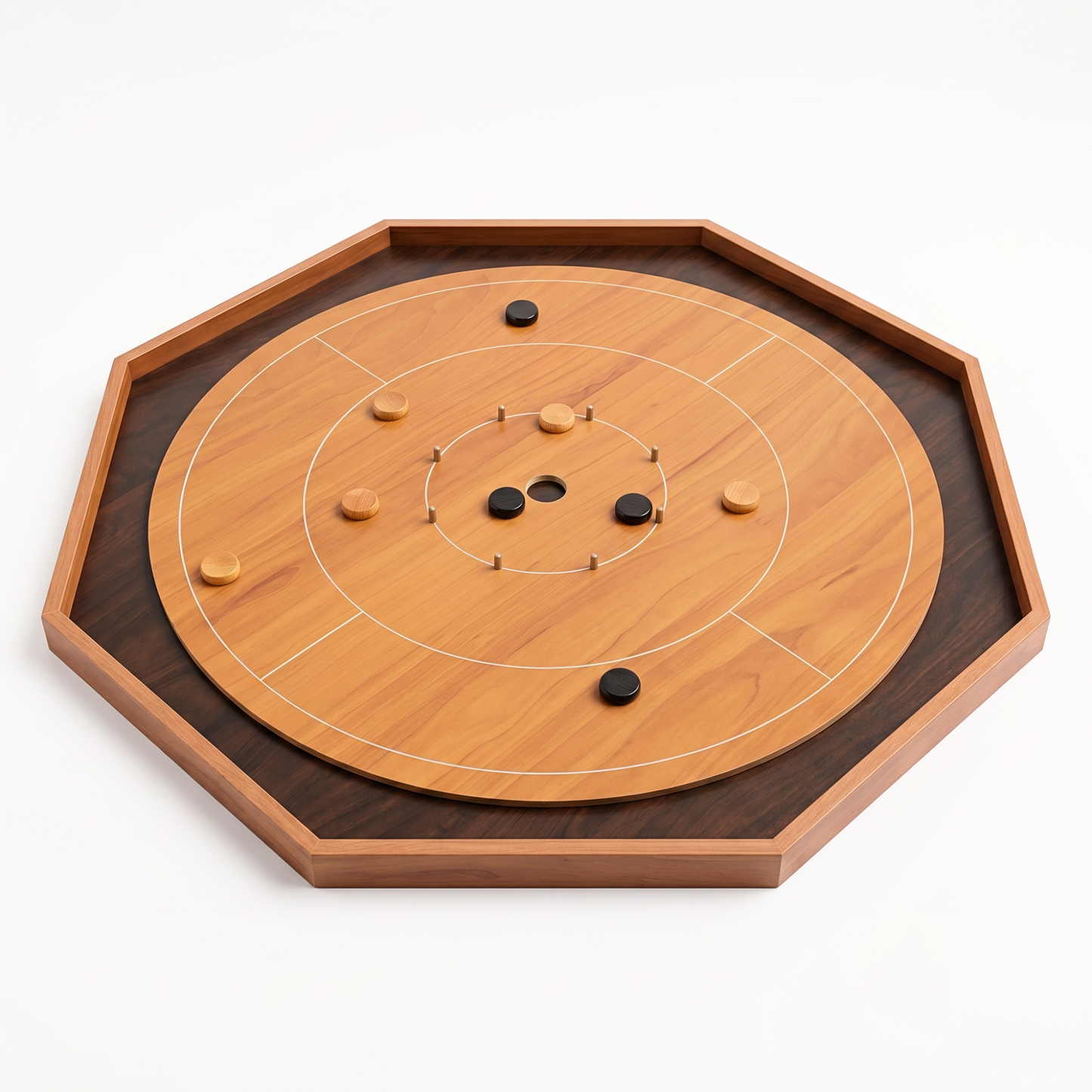 The Crokinole King - Large Octagonal Crokinole Board - Tournament Size Playing Surface