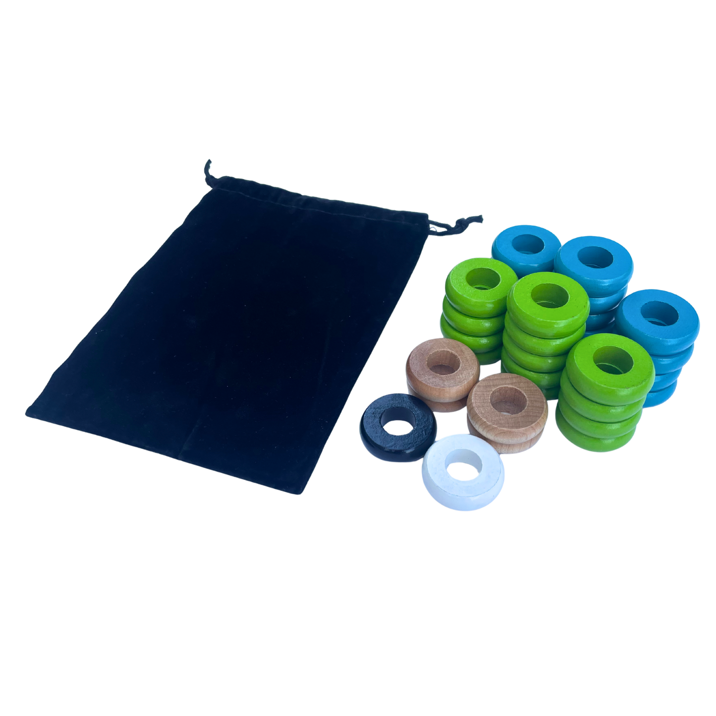 32 Lime Green and Light Blue Carrom / Pichenotte Rings