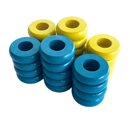 32 Yellow and Light Blue Carrom / Pichenotte Rings