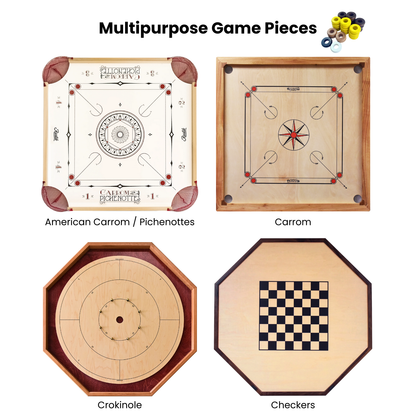 32 Yellow and Walnut Carrom / Pichenotte Rings