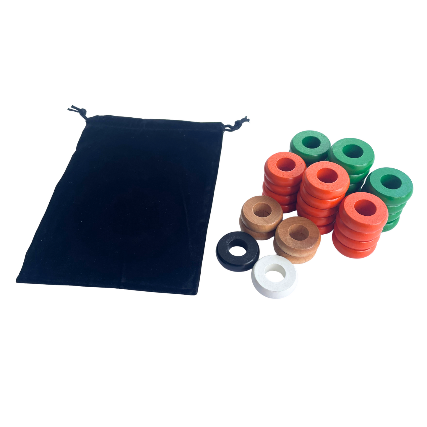 32 Green and Orange Carrom / Pichenotte Rings