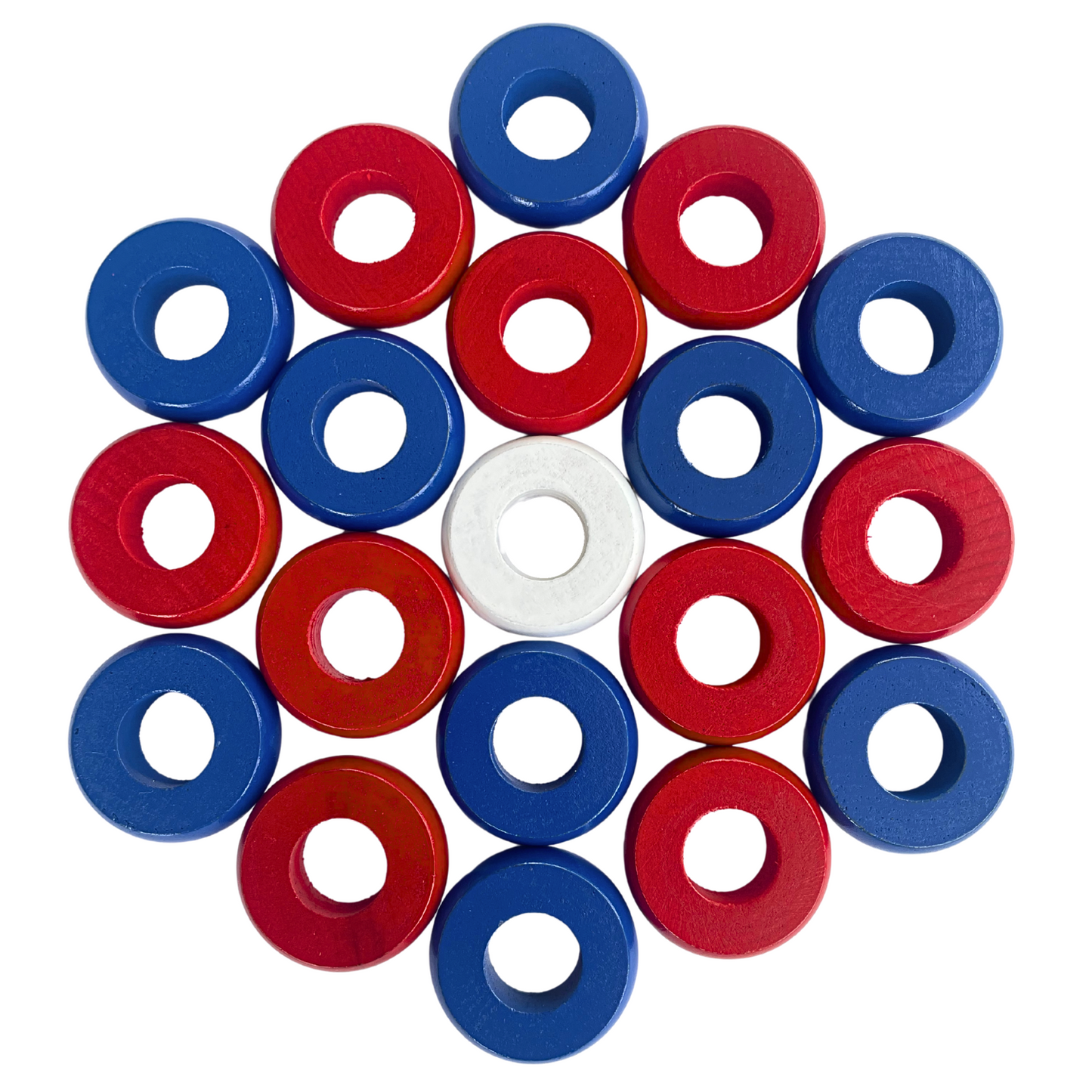 32 Red and Blue Carrom / Pichenotte Rings