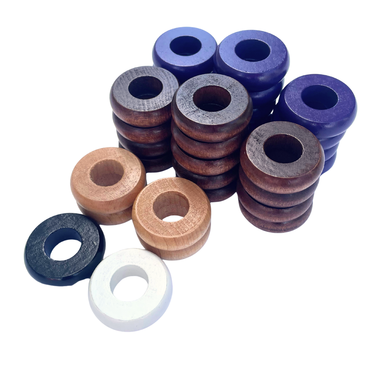 32 Purple and Walnut Carrom / Pichenotte Rings