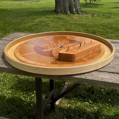 Crokinole Disc Storage & Point Tracker Box (Cherry Wood)