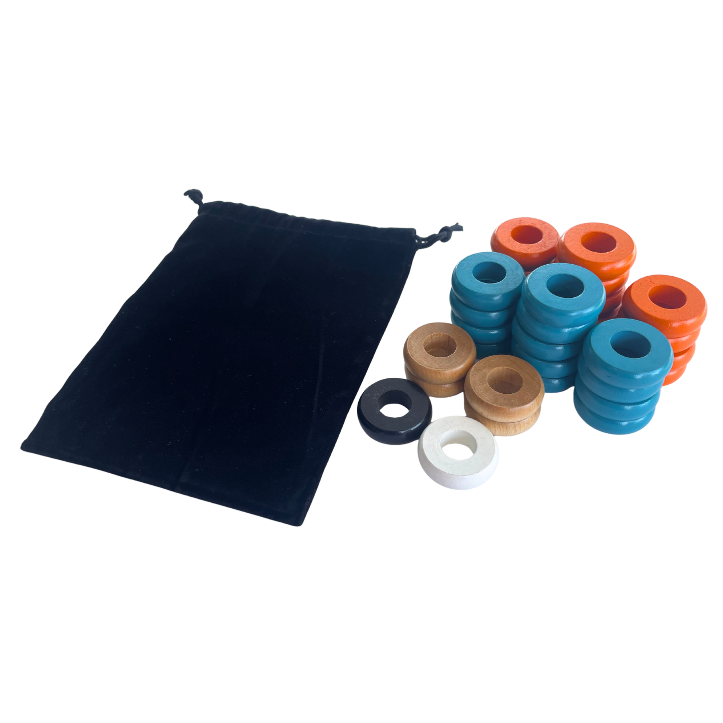 32 Orange and Light Blue Carrom / Pichenotte Rings