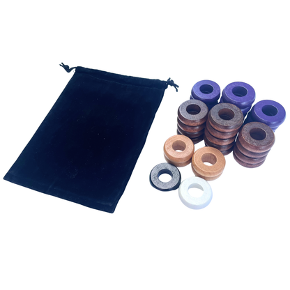 32 Purple and Walnut Carrom / Pichenotte Rings