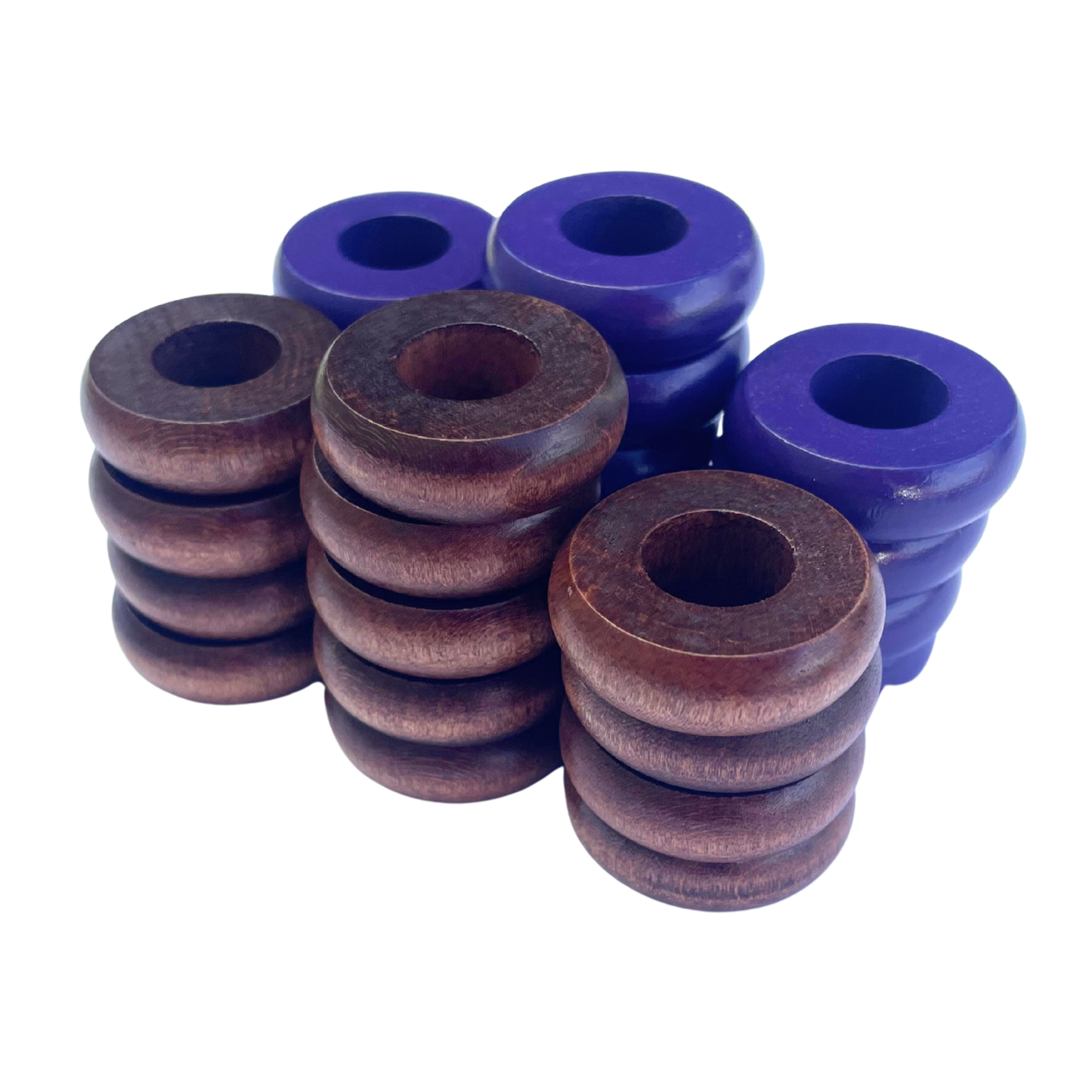 32 Purple and Walnut Carrom / Pichenotte Rings